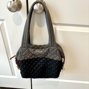 MZ Wallace Medium Sutton Bag - 2 toned black and grey quilted